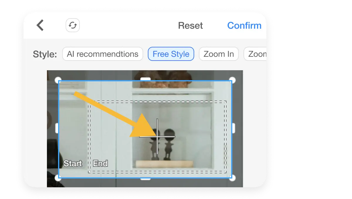 Mobile video editing app with Ken Burns effect to add smooth motion and bring static visuals to life.